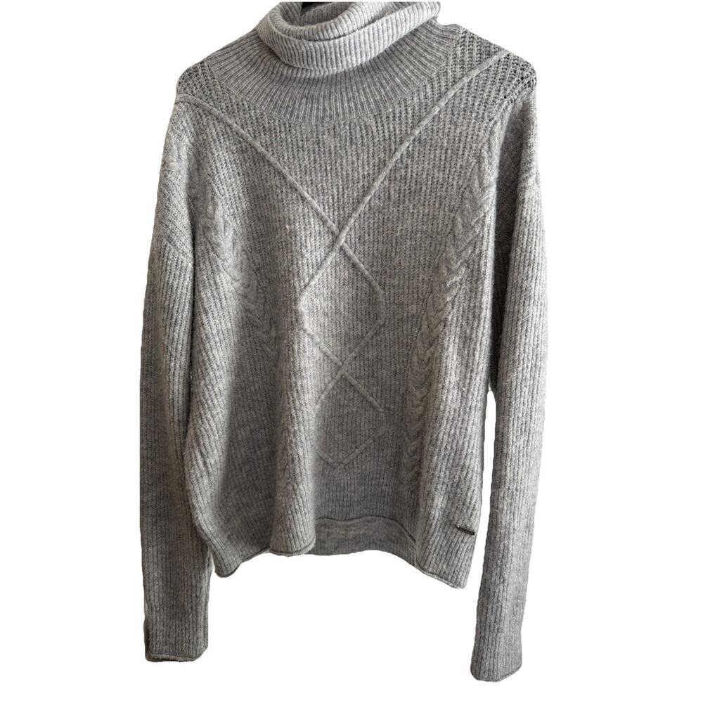 The Normal Brand Gray Cable Knit Turtleneck Ribbed Pullover Sweater Woman's M